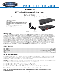 DP-20GMT-12 12-Volt Rack Mount GMT Fuse Panel Owners Guide