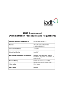 IADT Assessment (Administration Procedures and Regulations)