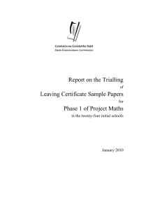 Report on Trialling of Phase I Sample Papers