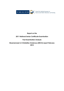 Report on the 2011 National Senior Certificate Examination Post