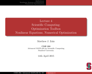 Optimization Toolbox Nonlinear Equations, Numerical Optimization