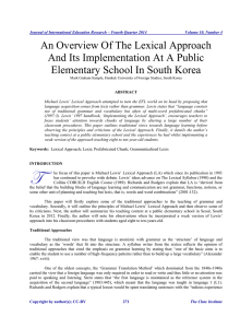 An Overview Of The Lexical Approach And Its Implementation At A