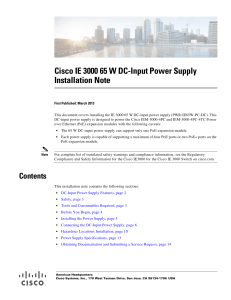 Cisco IE 3000 65 W DC-Input Power Supply Installation Note