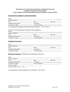 Maryland Level 1 Interconnection Request Application