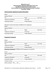 MD Level 1 Interconnection Application Form
