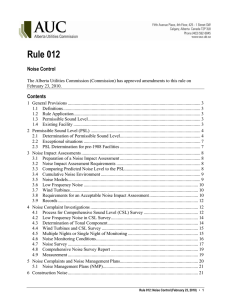 Rule 012 – Noise Control