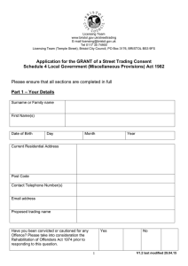 Application for the grant of a street trading consent