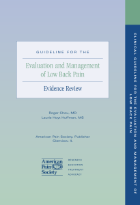 Guideline for the evaluation and management of low back pain