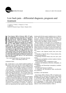 Low back pain: Differential diagnosis, prognosis and treatment
