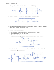 ELET 3113 Homework 11 1. Given i(t) = 5 cos 10t, R = 1Ω, C = 25