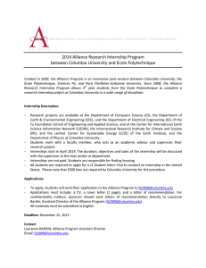 2014 Alliance Research Internship Program between Columbia