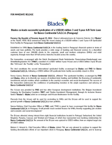 Bladex co-leads successful syndication of a US$100 million 3 and 5