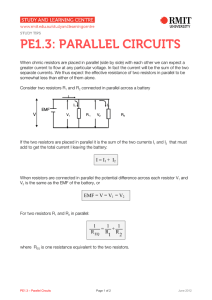 PE1.3: PARALLEL CIRCUITS