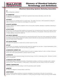 Glossary of Standard Industry Terminology and Definitions