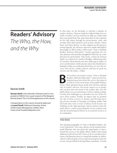 Readers` Advisory The Who, the How, and the Why