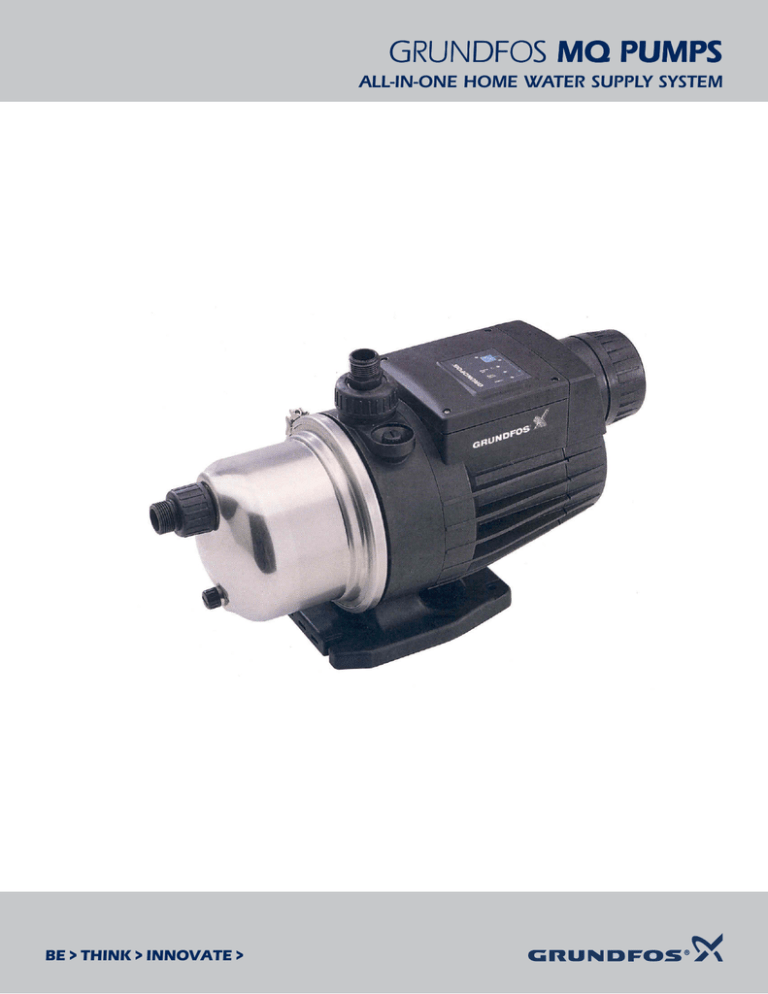 Grundfos MQ Pumps AllInOne Home Water Supply System