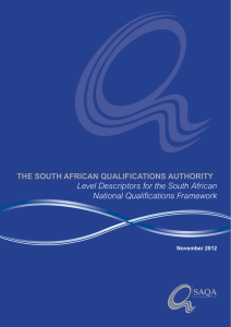 Level Descriptors for the South African National Qualifications