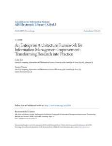 An Enterprise Architecture Framework for Information Management