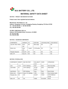 B.B. BATTERY CO., LTD. MATERIAL SAFETY DATA SHEET