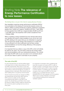 The Relevance of Energy Performance Certificates to new leases