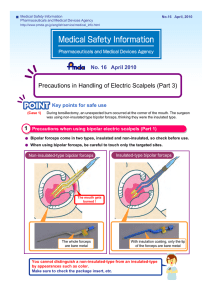 Precautions in Handling of Electric Scalpels (Part 3)