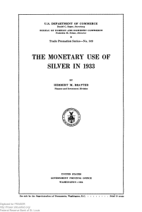 Monetary Use of Silver in 1933 - FRASER