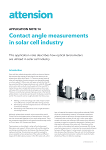 Contact angle measurements in solar cell industry