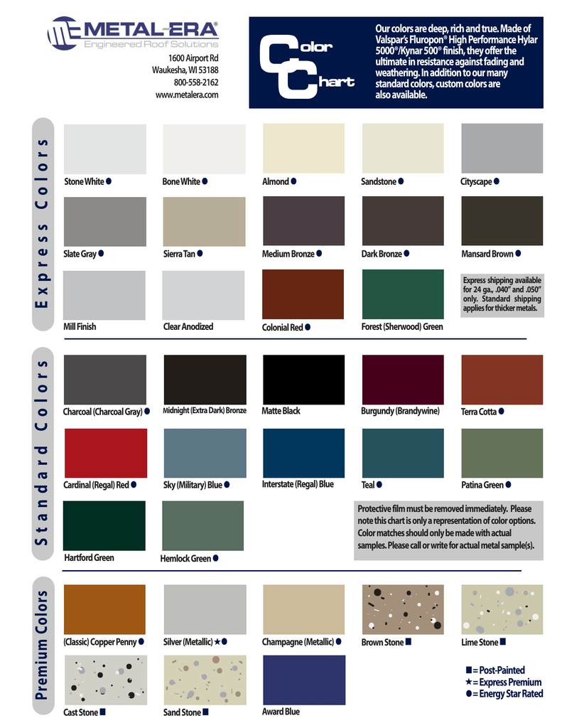 Firestone Metal Products Color Chart.