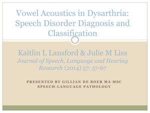 Vowel Acoustics in Dysarthria: Speech Disorder Diagnosis and