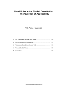 Novel Rules in the Finnish Constitution – The Question of Applicability