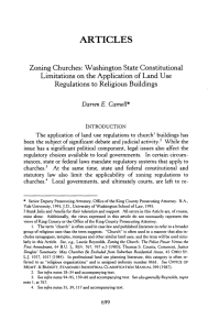 Zoning Churches: Washington State Constitutional Limitations on