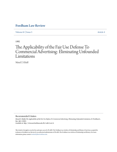 The Applicability of the Fair Use Defense To Commercial Advertising