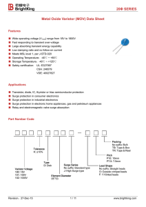 20Φ SERIES Metal Oxide Varistor (MOV) Data Sheet