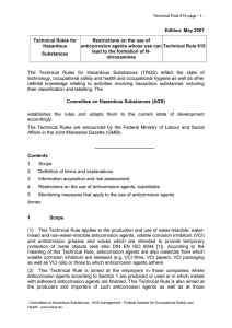 TRGS 615 "Restrictions on the use of anticorrosion agents
