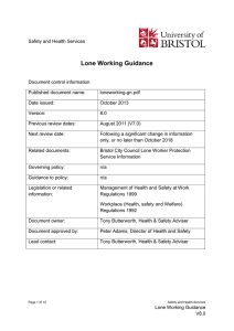 Lone Working Guidance - University of Bristol
