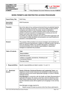 OHS Work Permits and Access Procedure