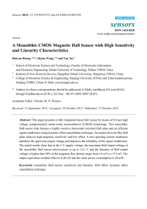 A Monolithic CMOS Magnetic Hall Sensor with High Sensitivity and