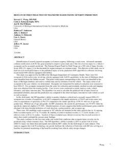 Results of First Field Test of Telemetry Based Injury Severity Prediction