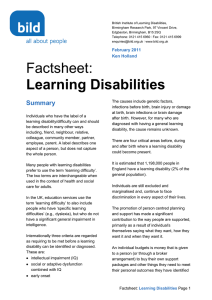 Factsheet: Learning Disabilities - British Institute of Learning