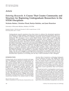 Article Entering Research: A Course That Creates Community and