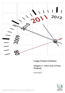 Longer Product Lifetimes Chapter 2 – Life Cycle of Nine Products