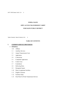 EMERA MAINE OPEN ACCESS TRANSMISSION TARIFF FOR