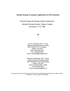 Nuclear Energy in Industry - Application to Oil Production