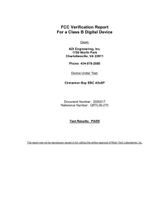 FCC Verification Report For a Class B Digital Device
