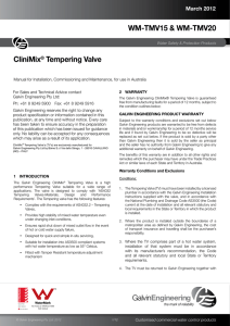 CliniMix ® Tempering Valve Installation Guide
