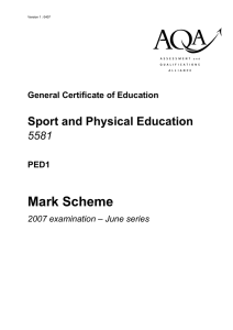 GCE Physical Education Unit 1 Mark Scheme June 2007