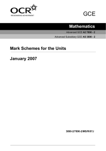 Mark Scheme January 2007