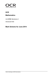 GCE Mathematics Mark Scheme for June 2014