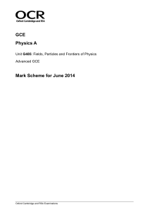 GCE Physics A Mark Scheme for June 2014