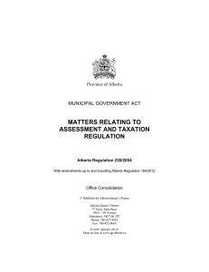 matters relating to assessment and taxation regulation